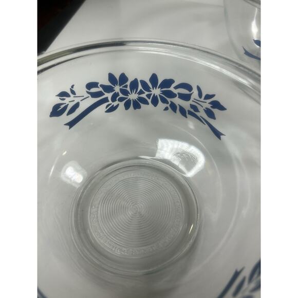 Pyrex Blue Ribbon Serving Mixing Bowl 2 Pc Set made in USA 322 325 - Picture 5 of 9